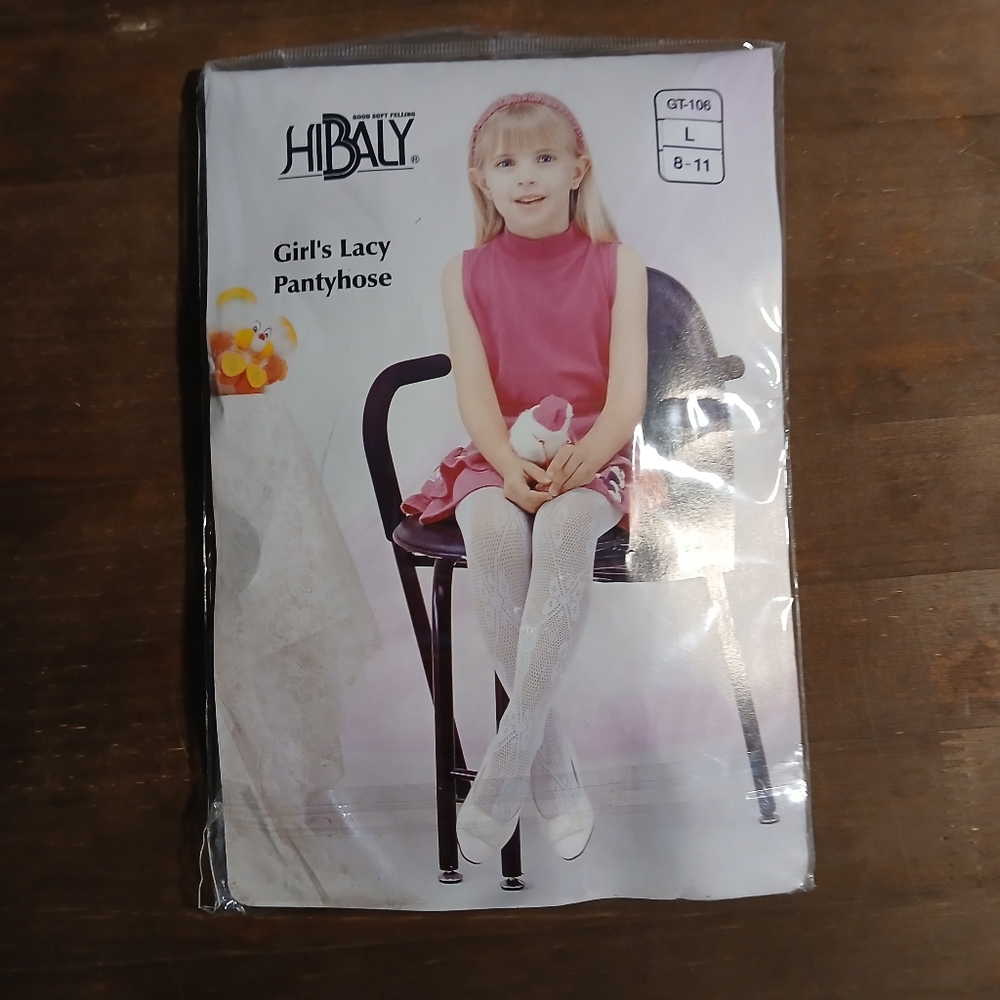 Girl's Navy Blue Butterfly Lace Pantyhose Tights